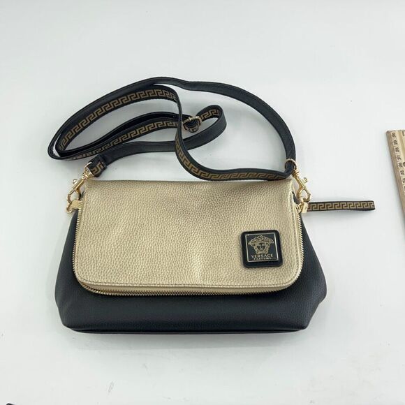 Versace Parfums Medusa Metallic Gold & Black Crossbody Bag - Picture 2 of 10